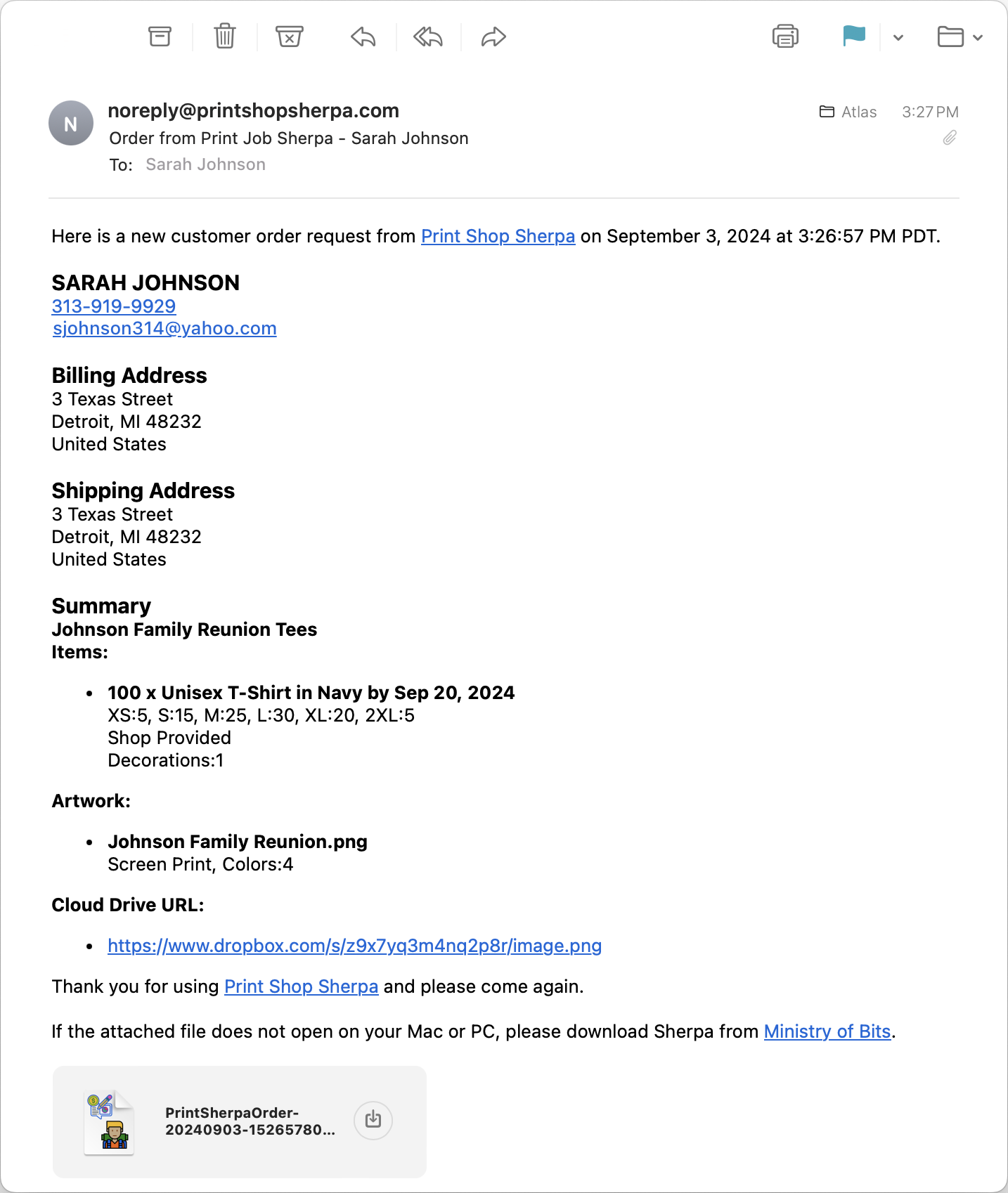 Atlas Email Screenshot