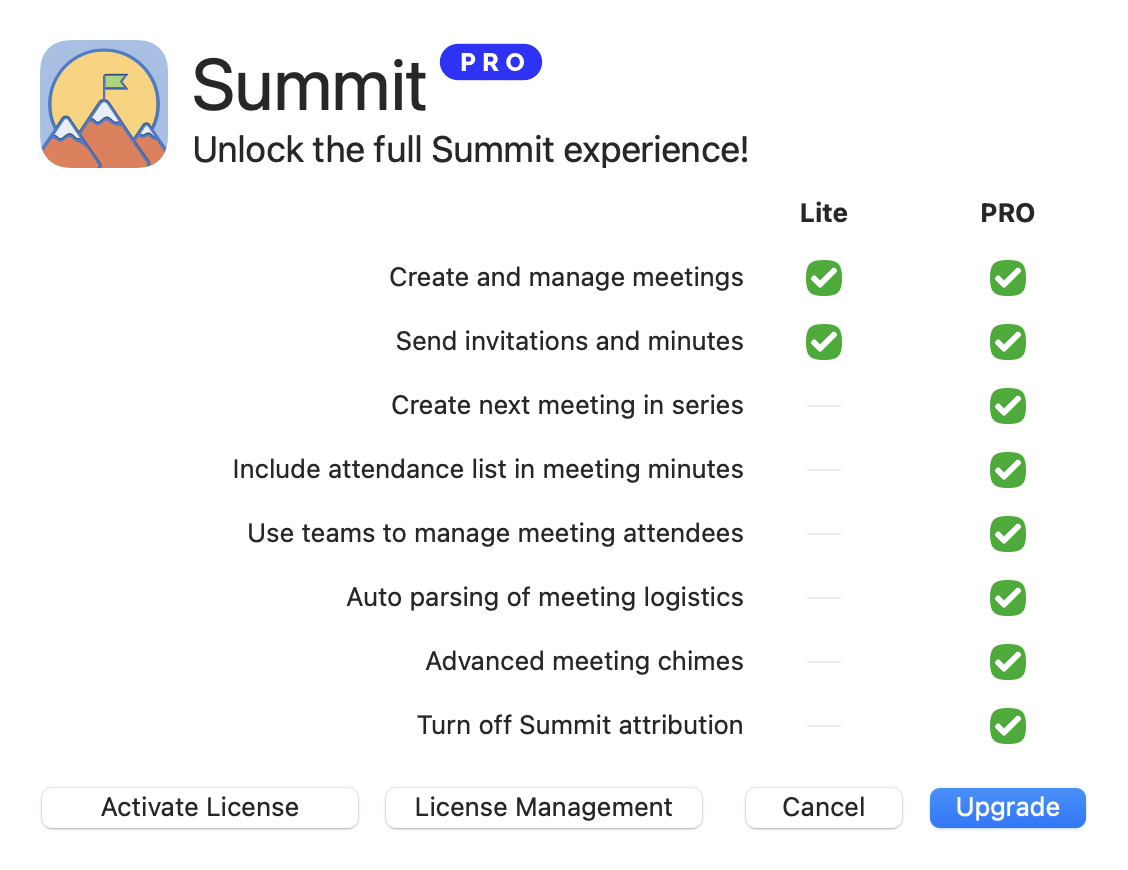 Summit License Dialog