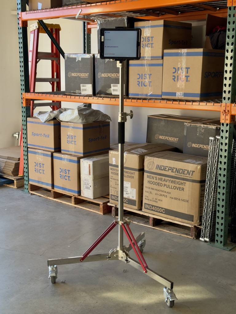 iPad crash cart setup in a production shop